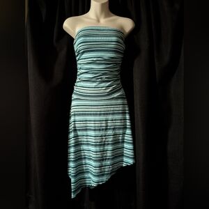 Rue21 Asymmetrical Strapless Dress in Blue and Black Stripes